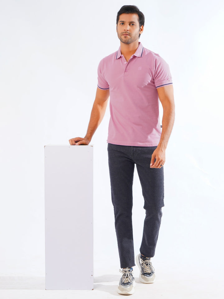 Mauve Orchid Classic Half Sleeves Cotton Polo T-Shirt (POLO-823)