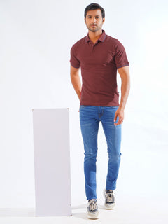 Maroon Classic Half Sleeves Cotton Polo T-Shirt (POLO-825)