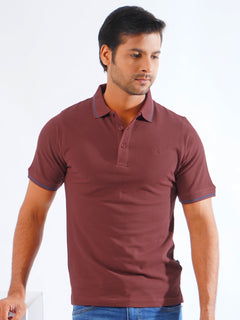 Maroon Classic Half Sleeves Cotton Polo T-Shirt (POLO-825)