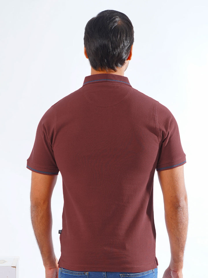 Maroon Classic Half Sleeves Cotton Polo T-Shirt (POLO-825)