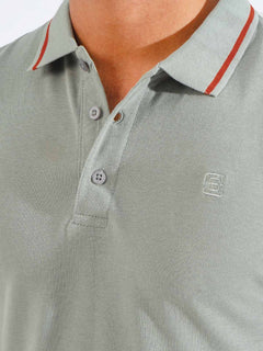 Navy Grey Classic Half Sleeves Cotton Polo T-Shirt (POLO-826)