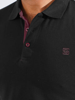 Black Half Sleeves Designer Polo T-Shirt (POLO-832)