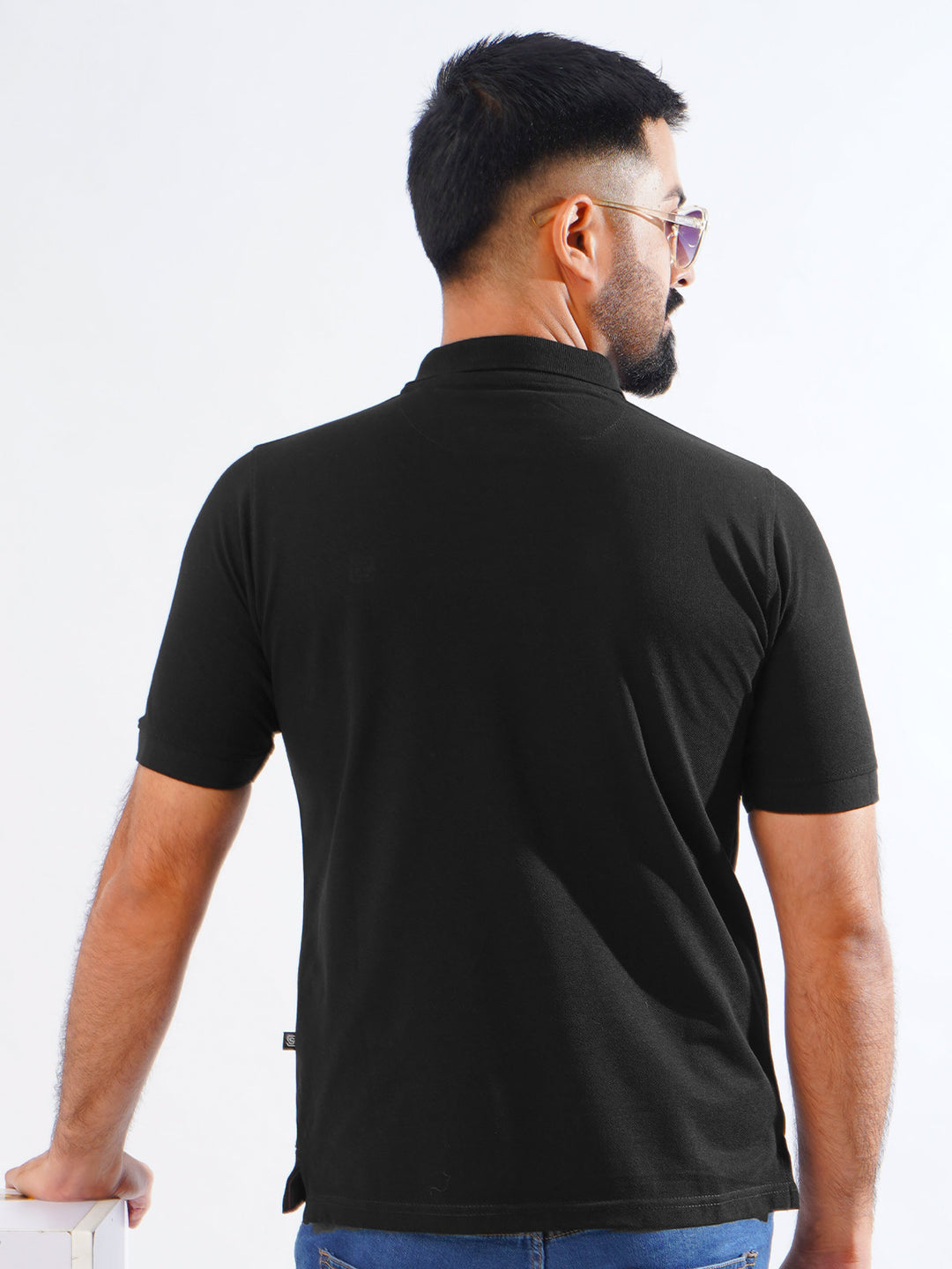 Black Half Sleeves Designer Polo T-Shirt (POLO-832)