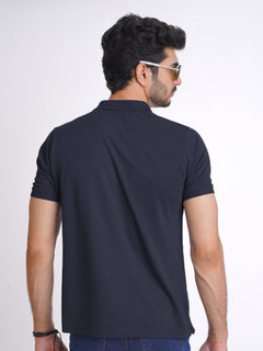 Navy Blue Half Sleeves Designer Polo T-Shirt (POLO-834)