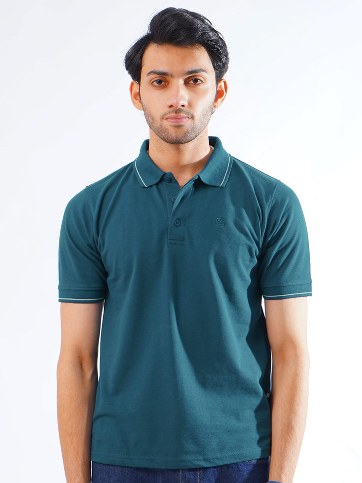 Poseidon Plain Contrast Tipping Half Sleeves Polo T-Shirt (POLO-842)