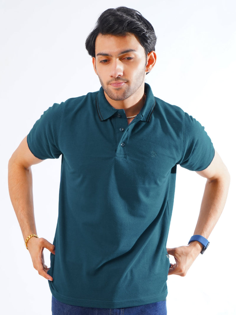 Poseidon Plain Contrast Tipping Half Sleeves Polo T-Shirt (POLO-856)