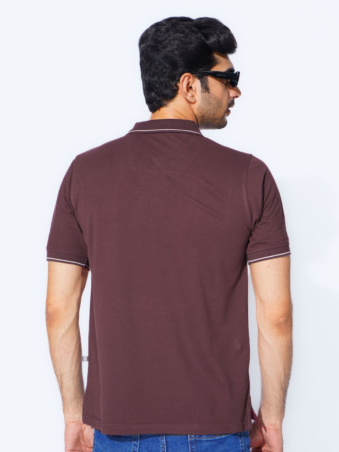 Maroon Plain Contrast Tipping Half Sleeves Polo T-Shirt (POLO-877)