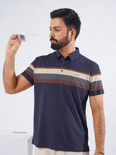 Blue & Orange Spandex Polo T-Shirt (POLO-878)