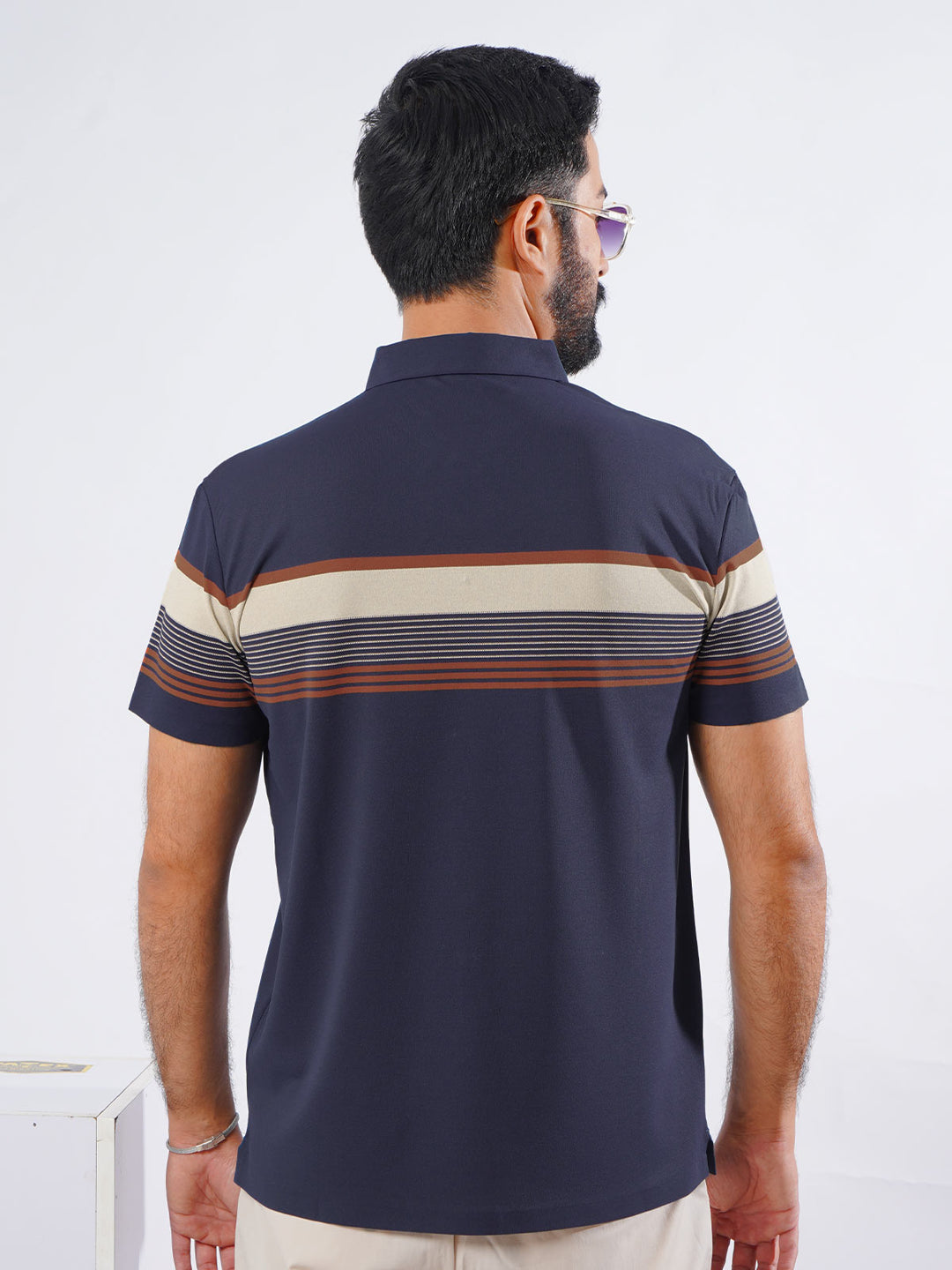 Blue & Orange Spandex Polo T-Shirt (POLO-878)