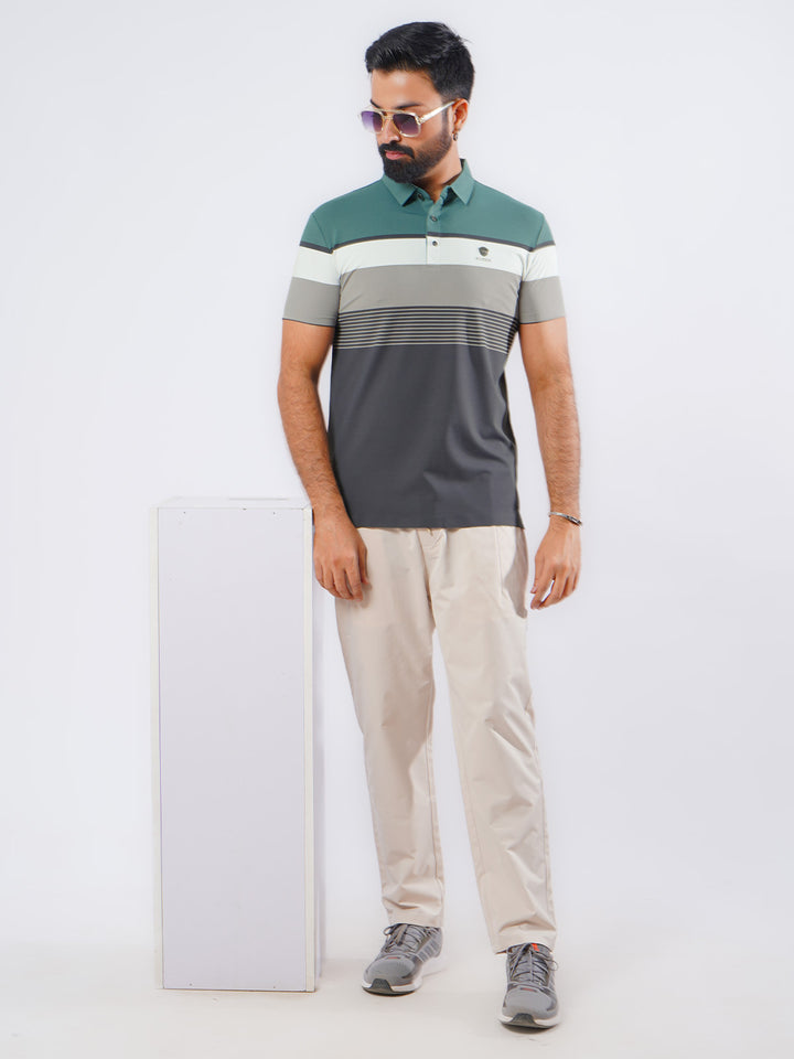 Green & Grey Spandex Polo T-Shirt (POLO-880)