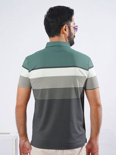 Green & Grey Spandex Polo T-Shirt (POLO-880)