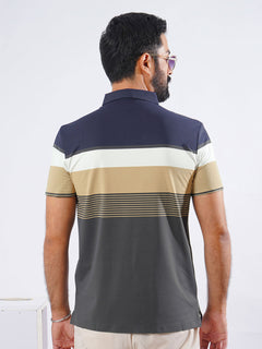 Navy & Fawn Spandex Polo T-Shirt (POLO-881)