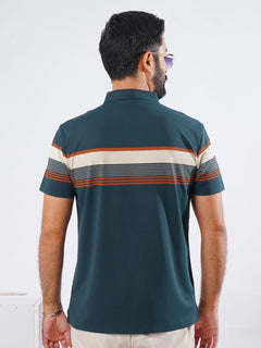 Turquise & Orange Spandex Polo T-Shirt (POLO-882)