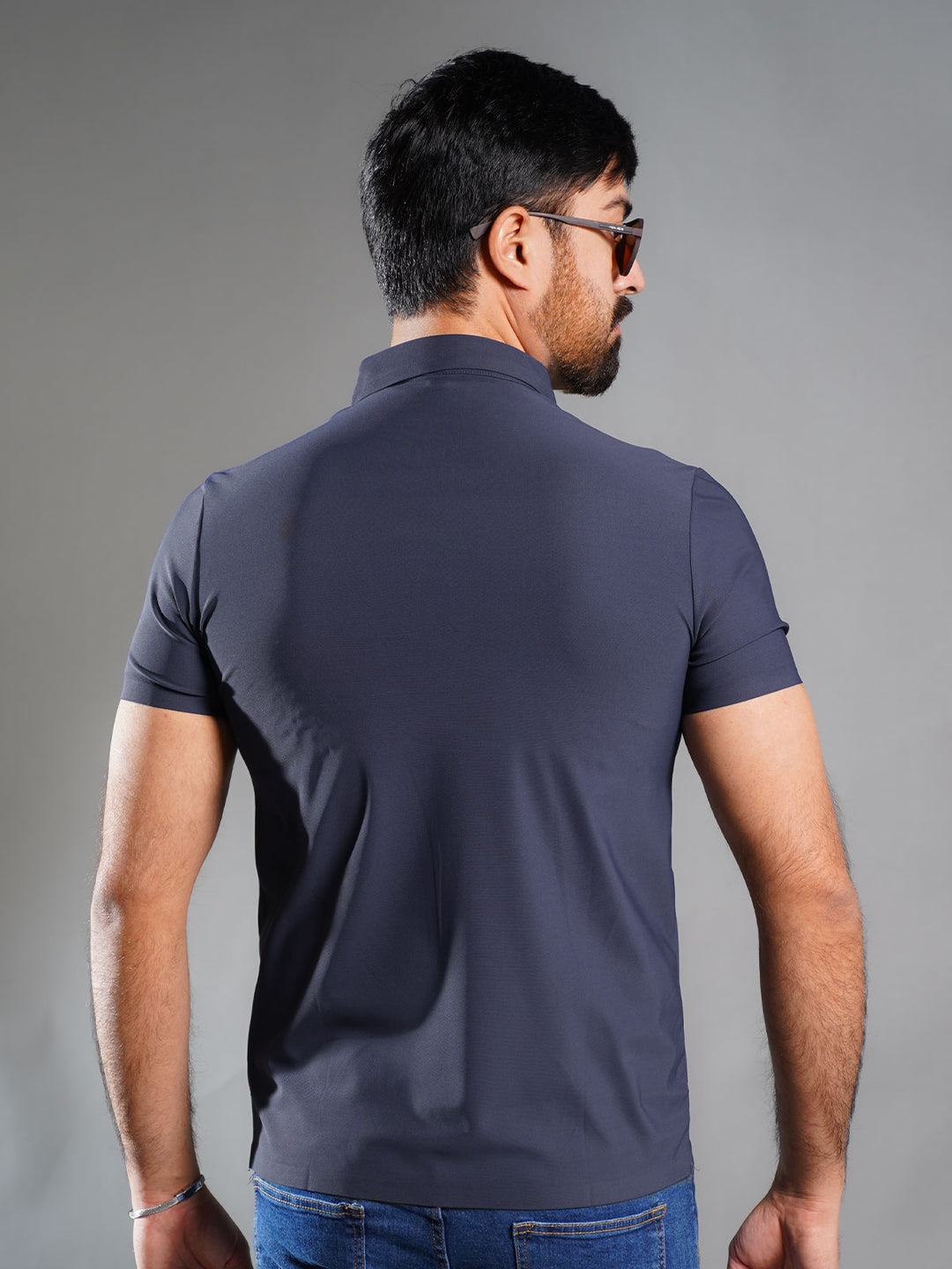 Navy Blue Spandex Polo T-Shirt (POLO-897)