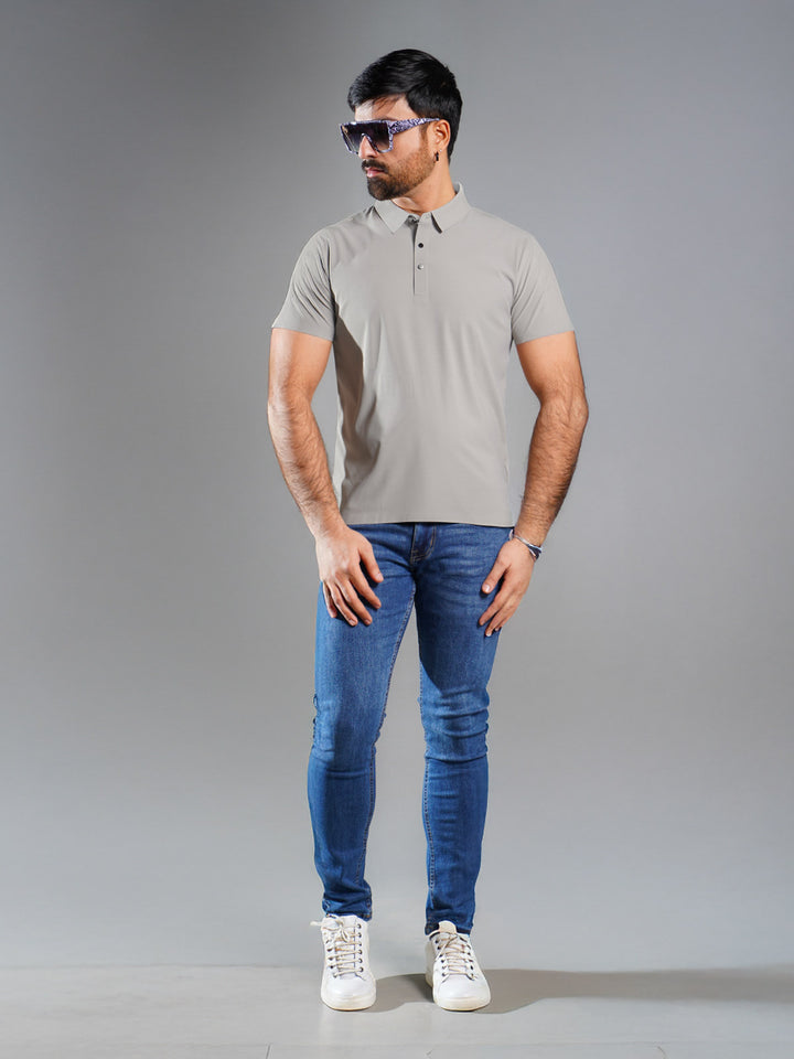 Light Grey Spandex Polo T-Shirt (POLO-899)