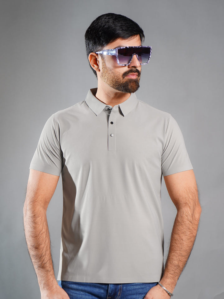 Light Grey Spandex Polo T-Shirt (POLO-899)