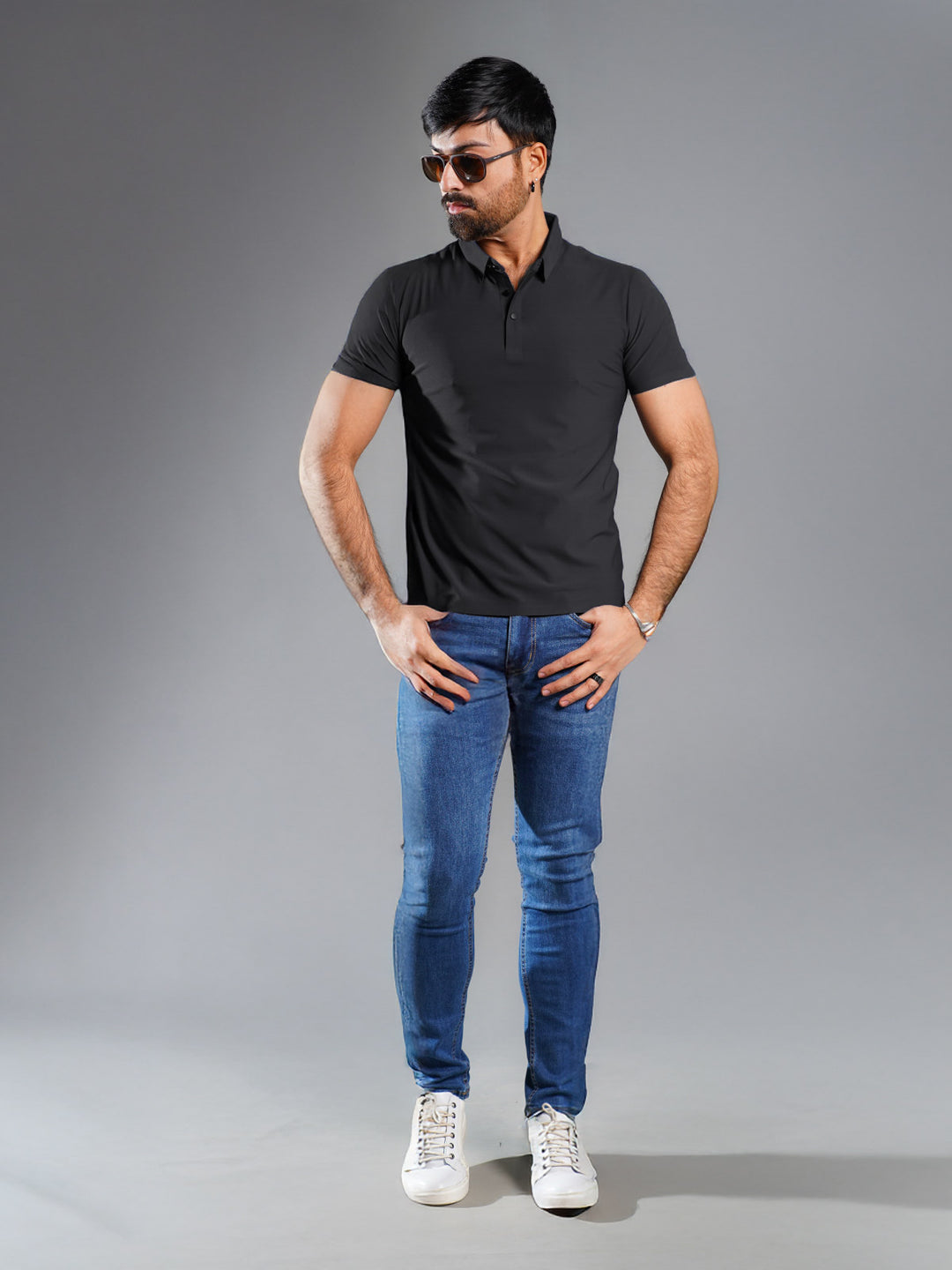 Black Spandex Polo T-Shirt (POLO-901)