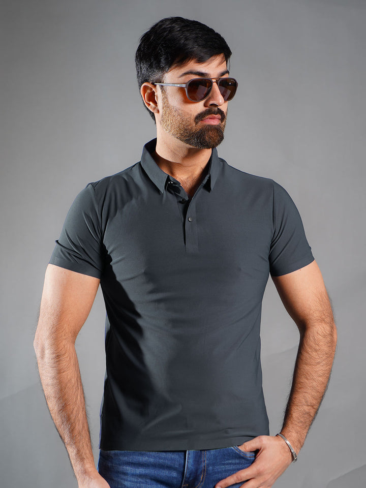 Dark Grey Spandex Polo T-Shirt (POLO-902)