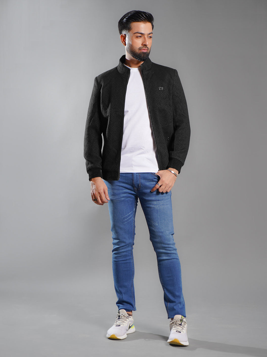 Black Imported Suede Zipper Jacket (PSJ-001)