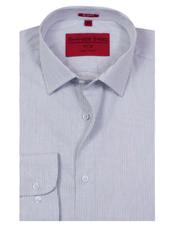 White & Grey Stripe, French Collar, Elite Edition, Men’s Formal Shirt  (RTW-1827)