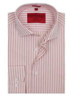 White & Tea Pink Stripe, French Collar, Elite Edition, Men’s Formal Shirt  (RTW-1851)