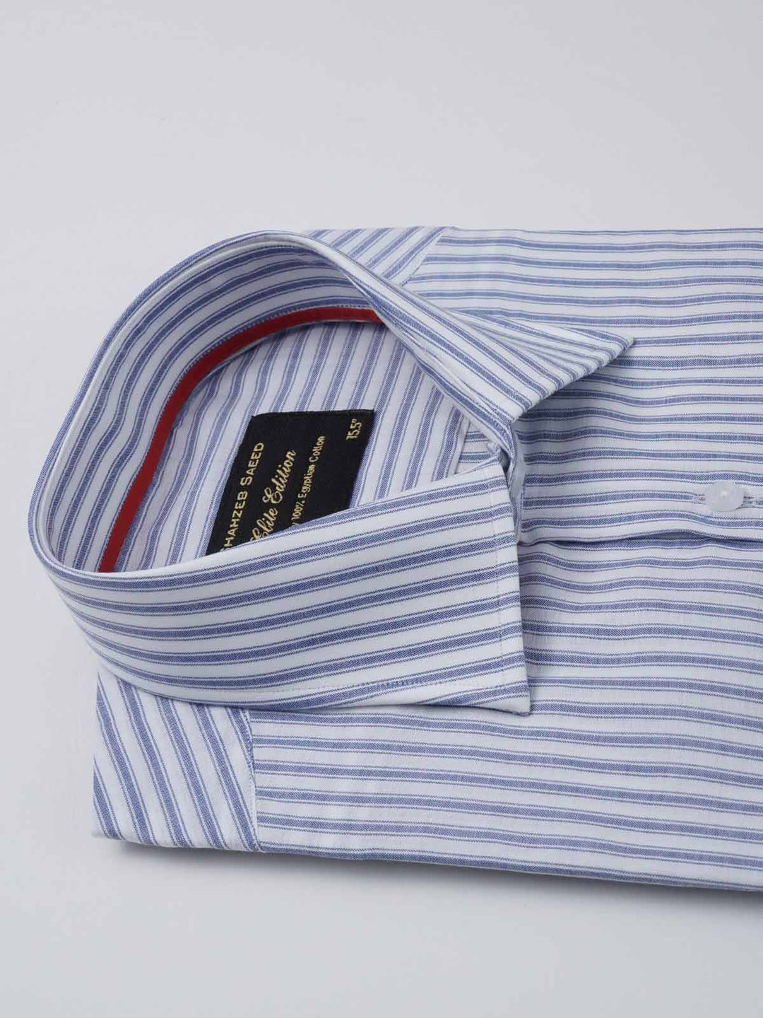 Blue & White Stripe Elite Edition, Cutaway Collar Men’s Formal Shirt  (RTW-2668)