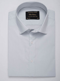 Grey & White Stripe Elite Edition, Cutaway Collar Men’s Formal Shirt  (RTW-2718)