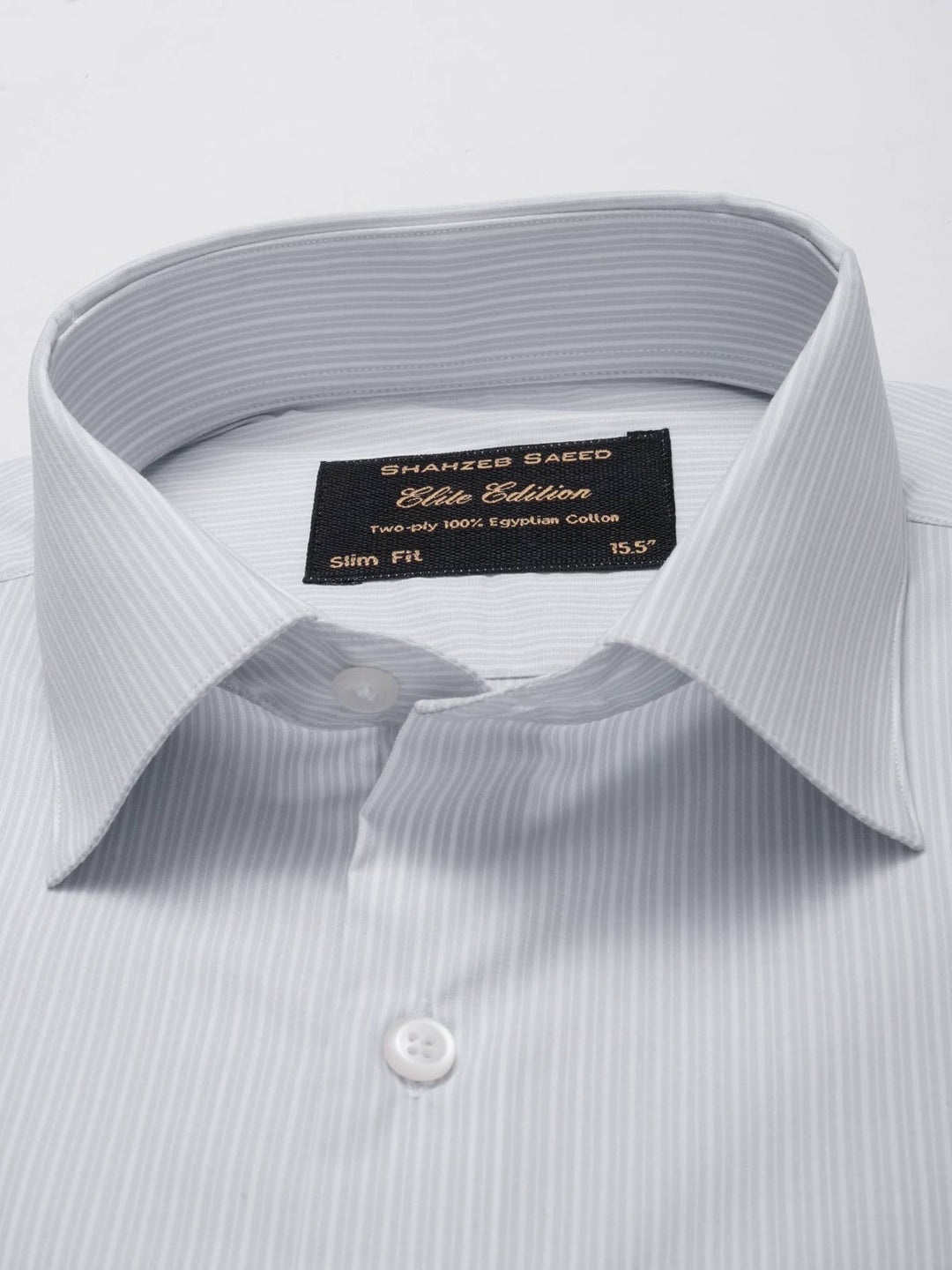 Grey & White Stripe Elite Edition, Cutaway Collar Men’s Formal Shirt  (RTW-2718)