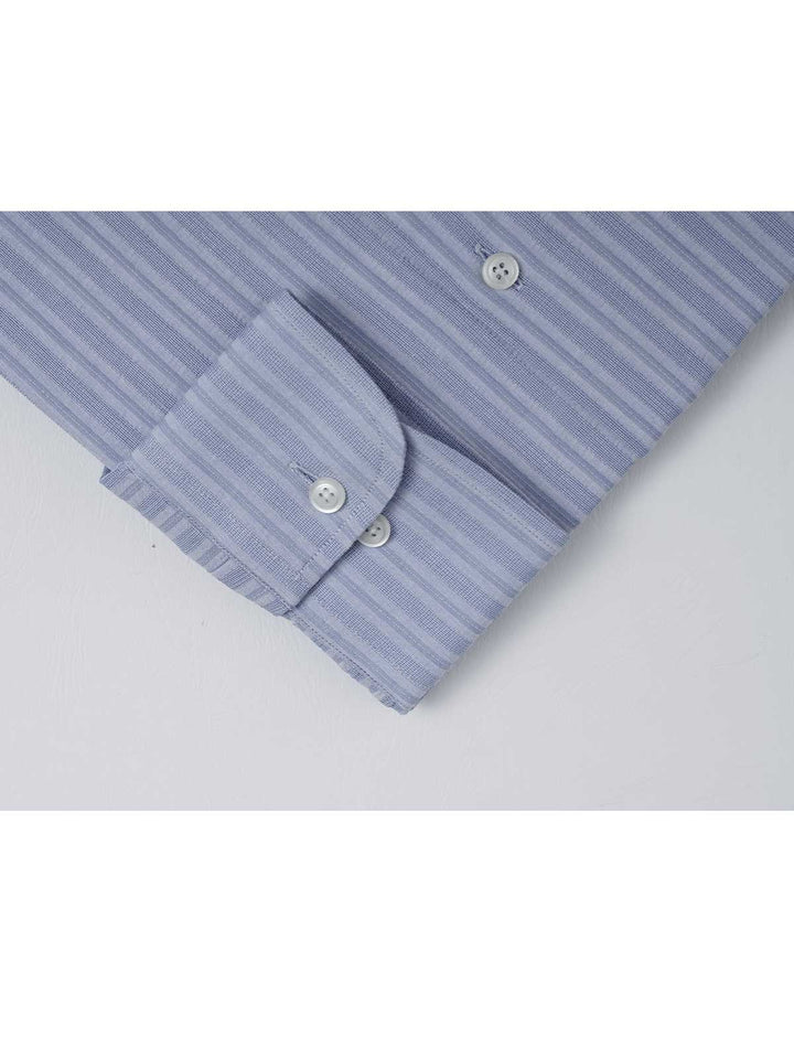 Blue & White Stripe Elite Edition, Cutaway Collar Men’s Formal Shirt  (RTW-2725)