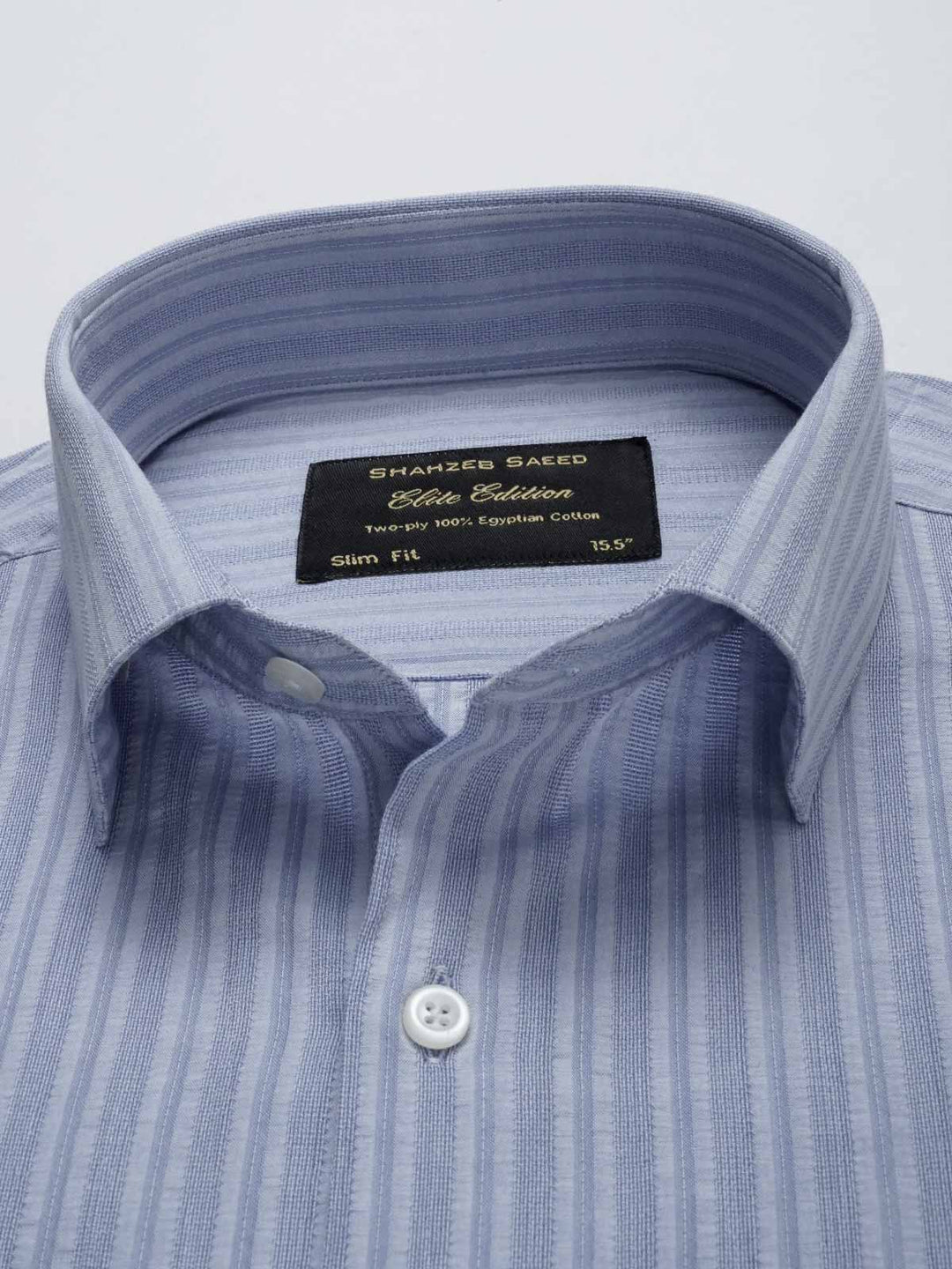 Blue & White Stripe Elite Edition, Cutaway Collar Men’s Formal Shirt  (RTW-2725)