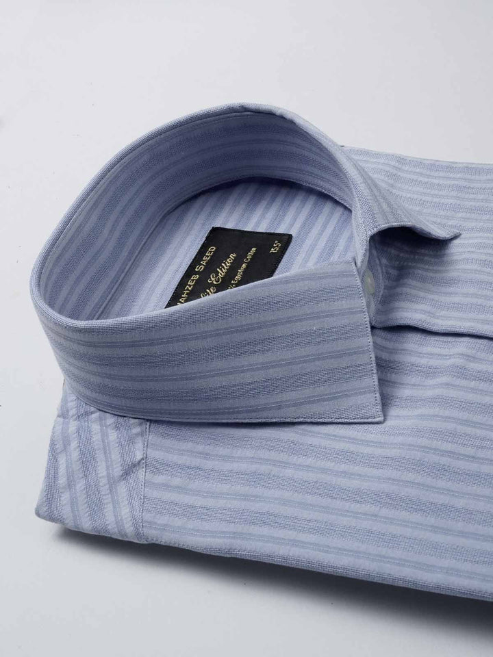 Blue & White Stripe Elite Edition, Cutaway Collar Men’s Formal Shirt  (RTW-2725)