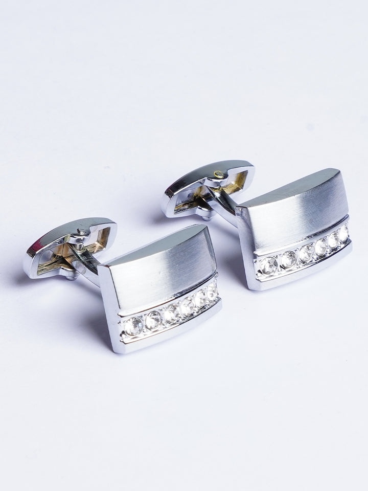 Rectangular Silver Stone Cufflink (CUFFLINK-491)