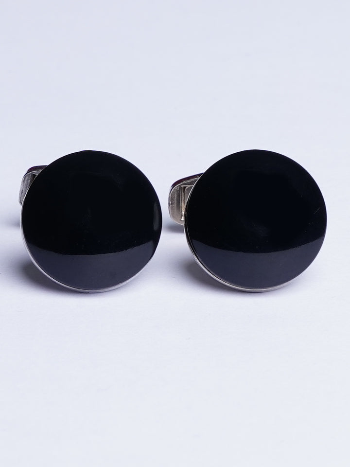 Round Black Plain Cufflink (CUFFLINK-498)