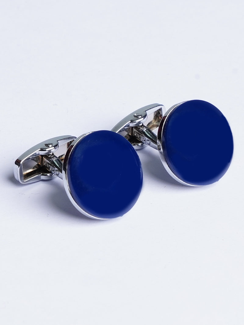 Round Blue and Silver Cufflink (CUFFLINK-497)