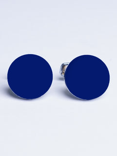 Round Blue and Silver Cufflink (CUFFLINK-497)