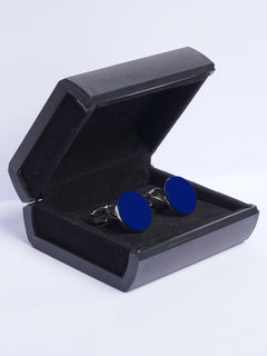 Round Blue and Silver Cufflink (CUFFLINK-497)