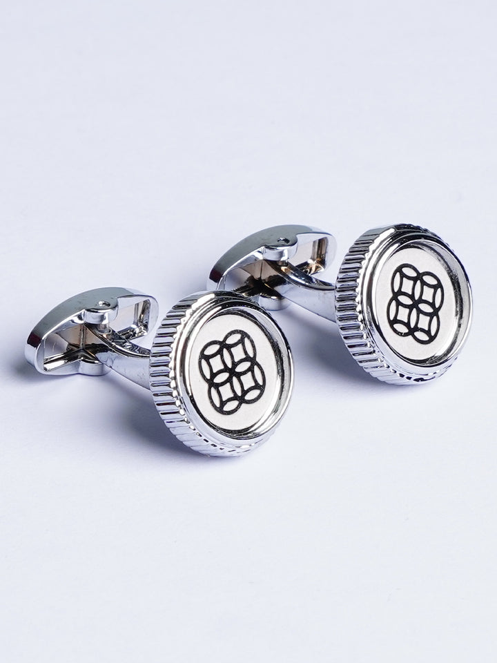 Round Circle Pattern Silver Cufflink (CUFFLINK-490)