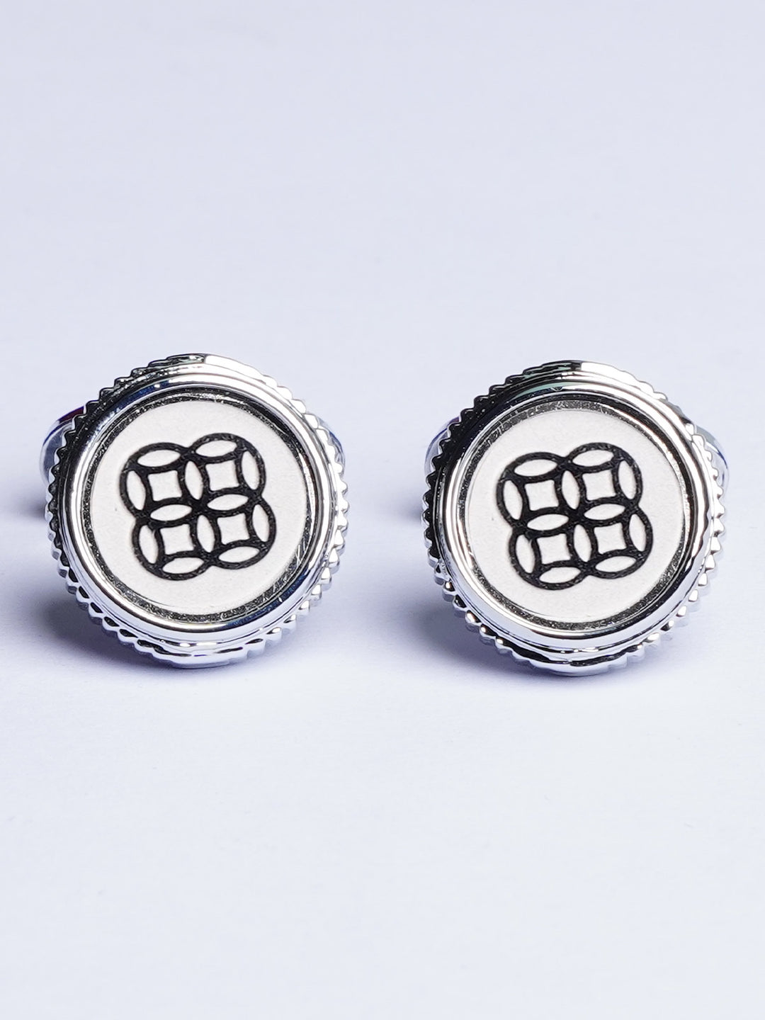 Round Circle Pattern Silver Cufflink (CUFFLINK-490)