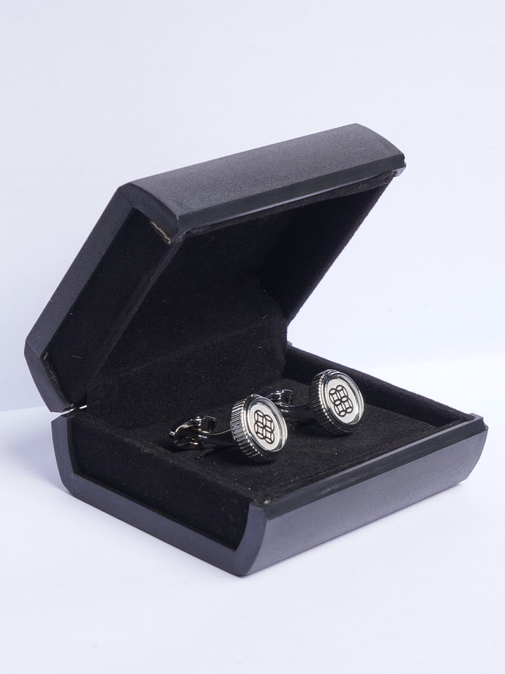 Round Circle Pattern Silver Cufflink (CUFFLINK-490)