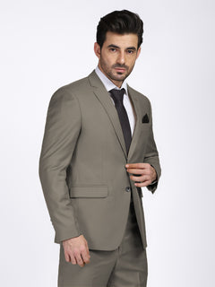 Light Brown Plain Tailored Fit Two Piece Suit (SF-001)