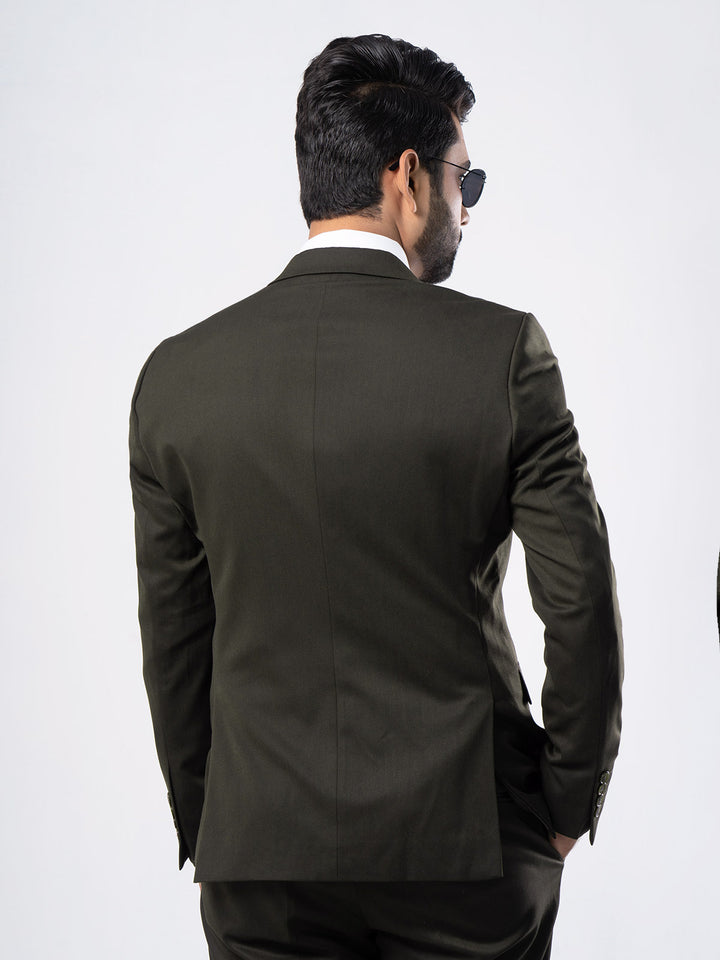 Dark Brown Plain Tailored Fit Two Piece Suit (SF-002)