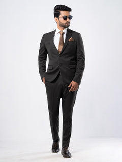 Black Plain Tailored Fit Two Piece Suit (SF-003)