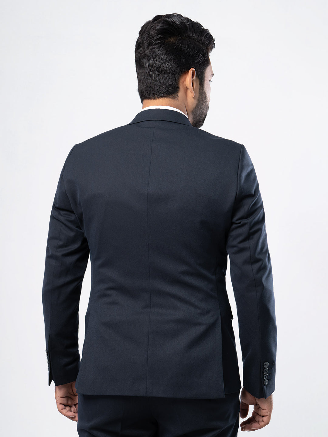 Navy Blue Plain Tailored Fit Two Piece Suit (SF-005)