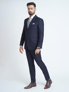 Dark Blue Plain Tailored Fit Two Piece Suit (SF-013)