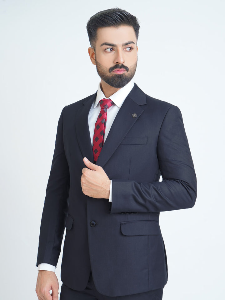 Navy Blue Plain Tailored Fit Two Piece Suit (SF-014)