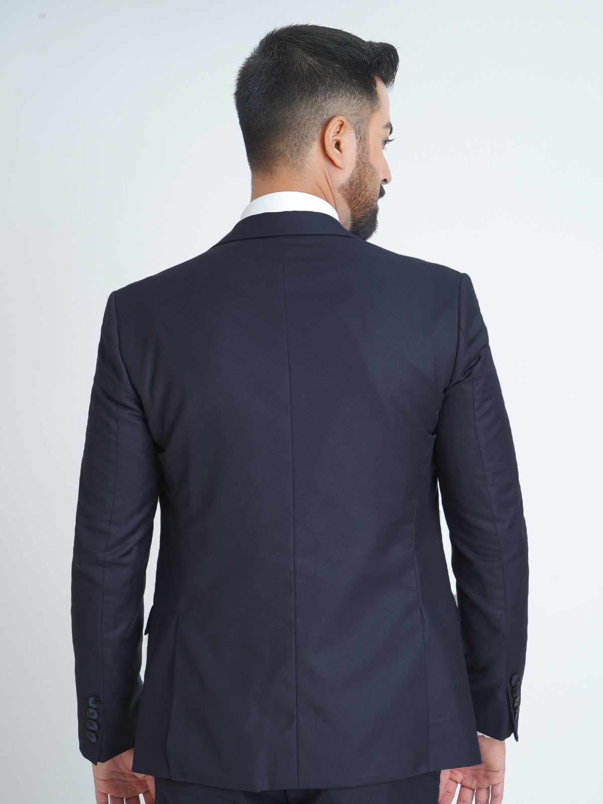 Navy Blue Plain Tailored Fit Two Piece Suit (SF-014)