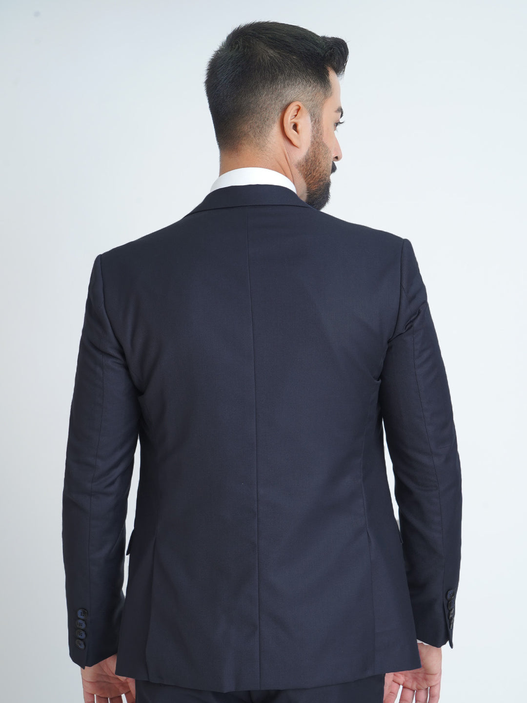 Navy Blue Plain Tailored Fit Two Piece Suit (SF-014)