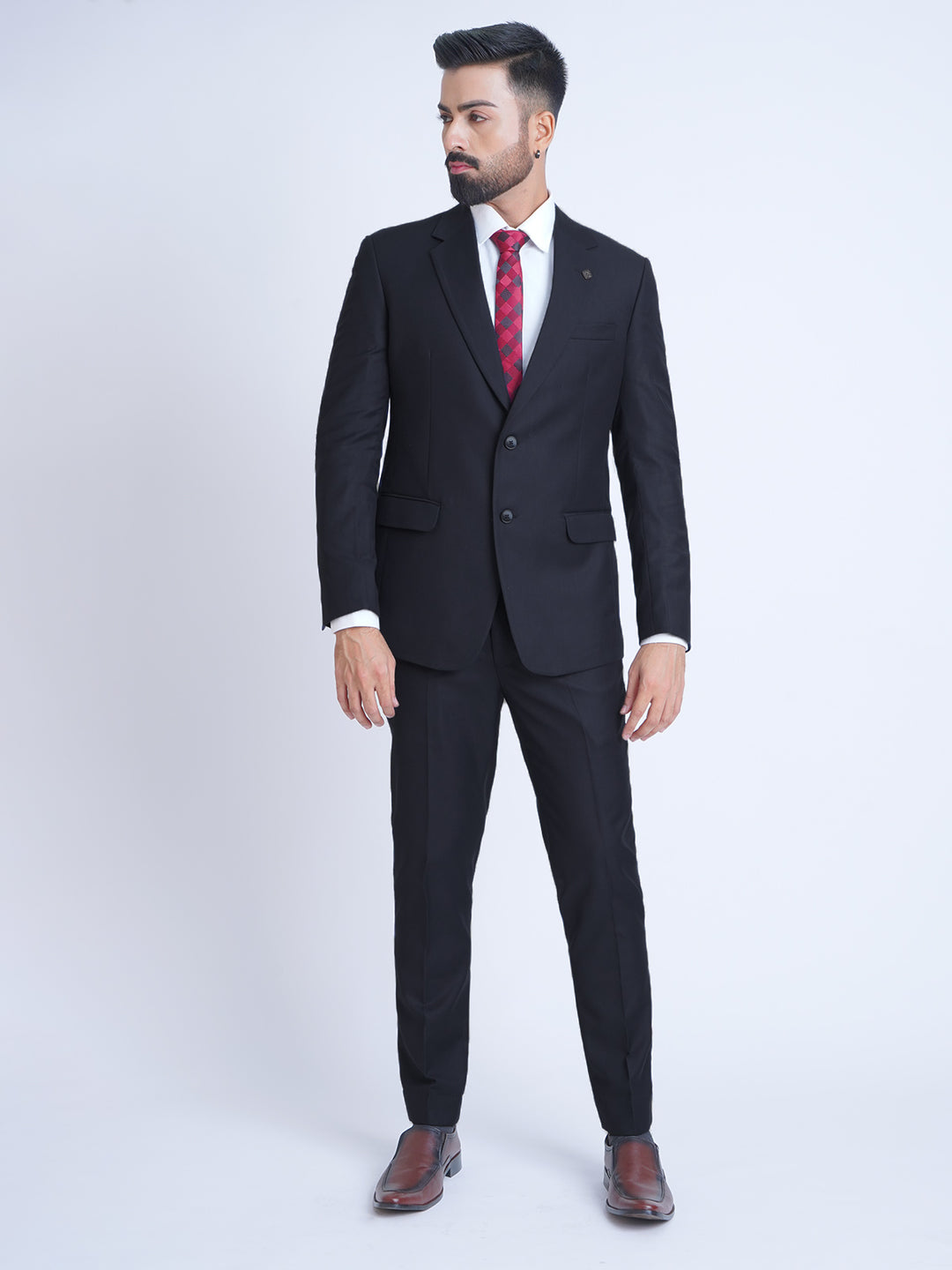 Navy Blue Self Tailored Fit Two Piece Suit (SF-016)