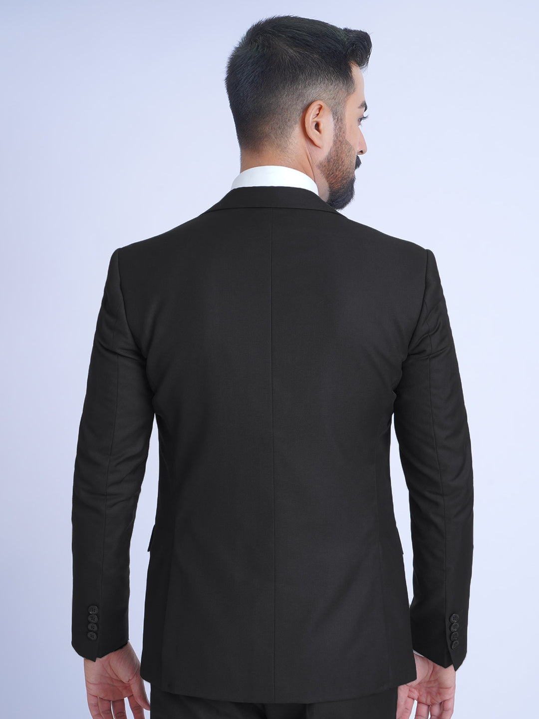 Black Plain Tailored Fit Two Piece Suit (SF-018)