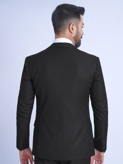 Black Plain Tailored Fit Two Piece Suit (SF-018)